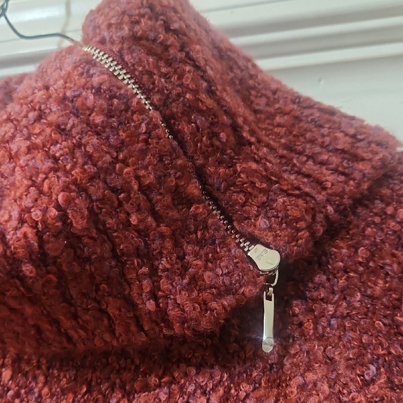 White House Black Market Wine Colored Long Turtleneck Zipper Detail Sweater - Picture 3 of 5